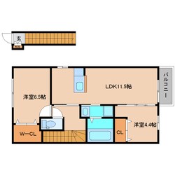 忍海駅 徒歩2分 2階の物件間取画像